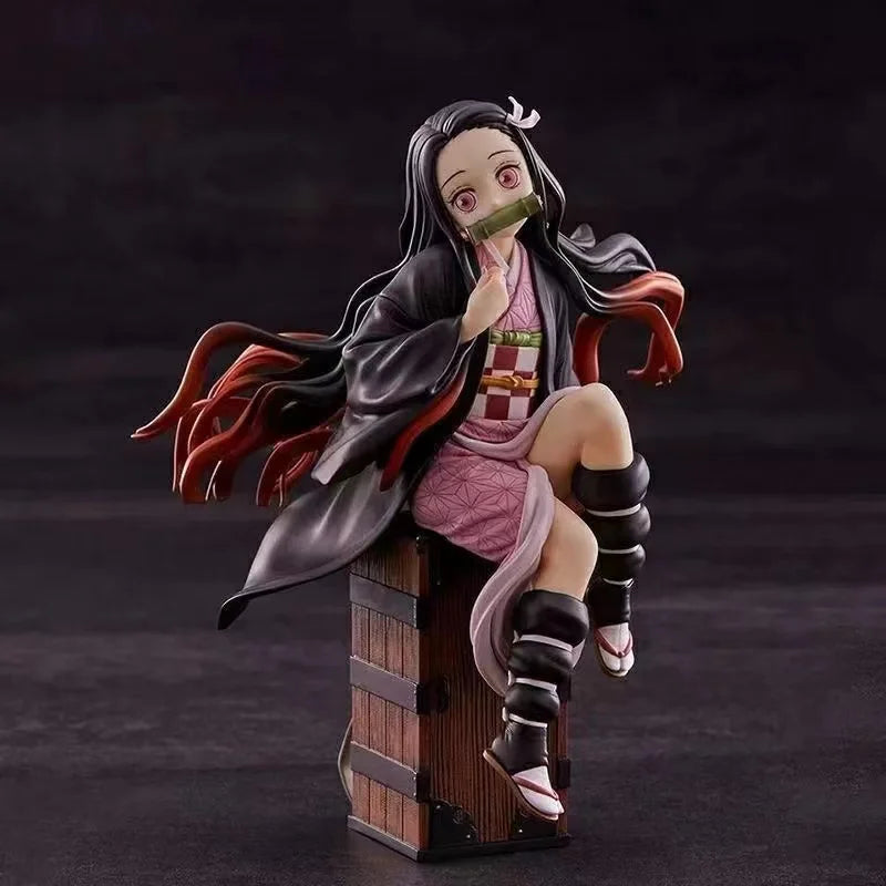 15CM Demon Slayer Kamado Nezuko Sitting Model PVC Figure Toy Gift Collection Box Decoration Desktop Collection Decoration