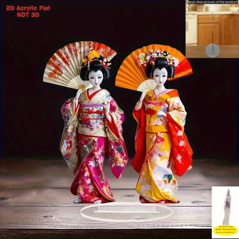 Traditional Japanese Geisha Lightweight Acrylic Statue Office Decor Or Japanese Themed Party Decoration