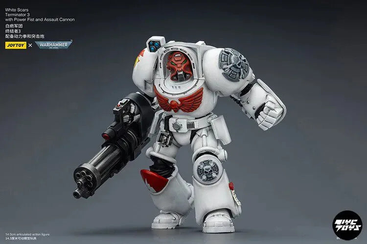 JOYTOY Warhammer 40000/40k White Scars Terminator 3 with Power Fist and Assault Cannon Action Figure Doll Decoration Gift Model