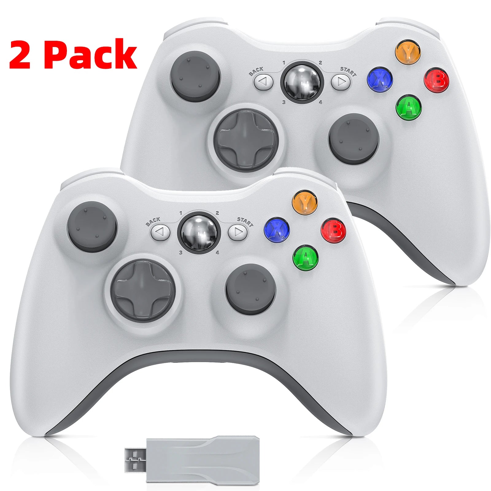 2 Pack Controller For Xbox 360/Slim/PC/Winodow 7/8/10 Wireless Gamepad Gaming Joystick 6-axis Dual Vibration Video Game Rocker