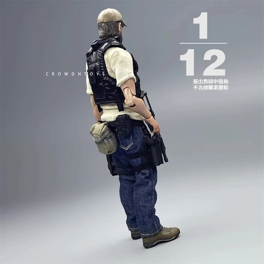 Hot Sales 3ATOYS Scale 1/12 Trendy Modern US. Soldier Doll Hang Chest Vest Bullet-proof Vest Black Yellow with Dirty Effect DIY