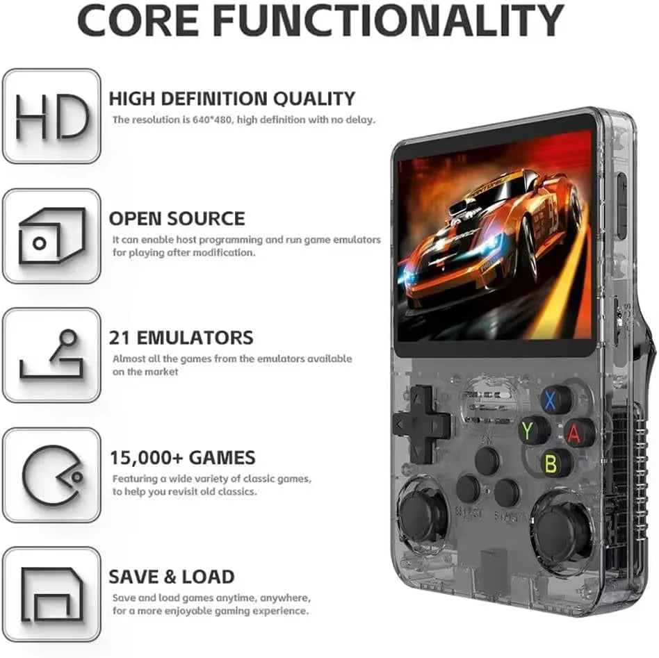 R36S Retro Handheld Video Game Console 3.5Inch IPS Screen Portable Video Game Console  64GB 20000+ Games linux System