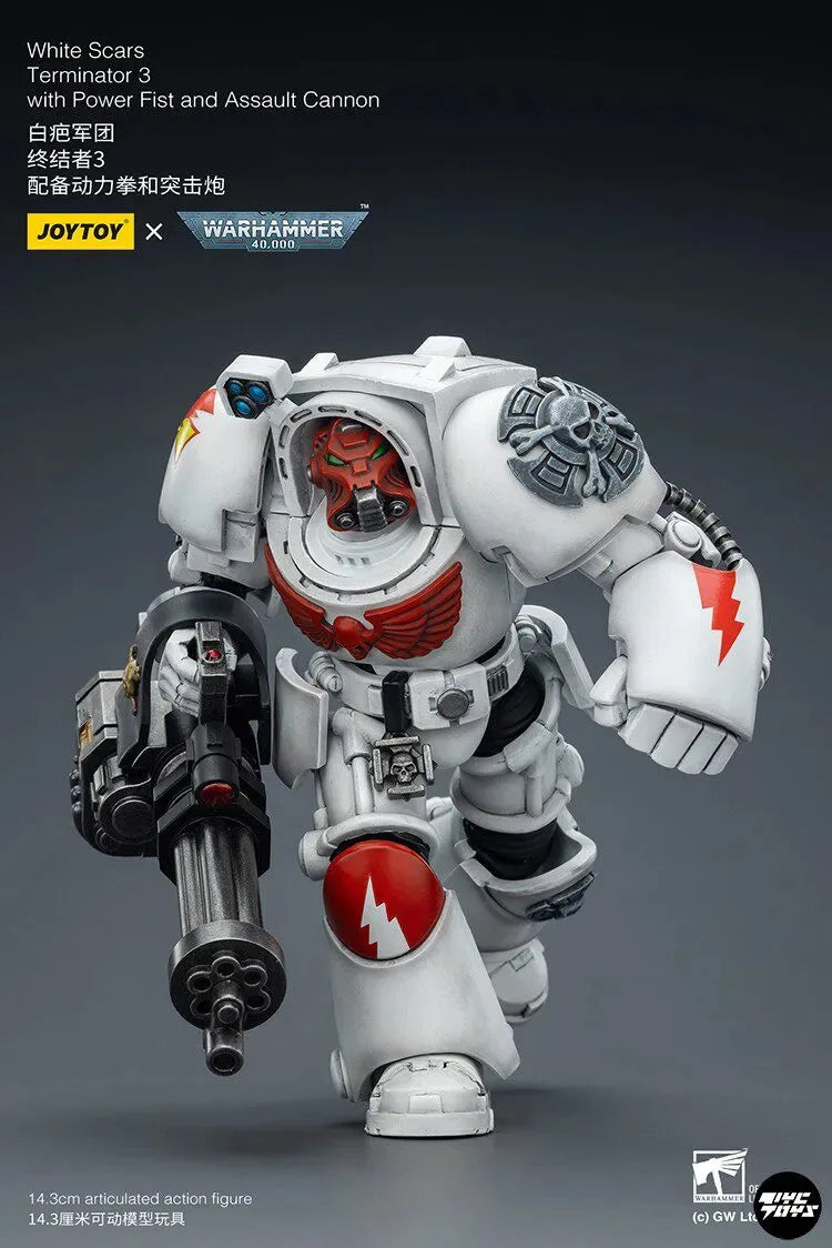 JOYTOY Warhammer 40000/40k White Scars Terminator 3 with Power Fist and Assault Cannon Action Figure Doll Decoration Gift Model