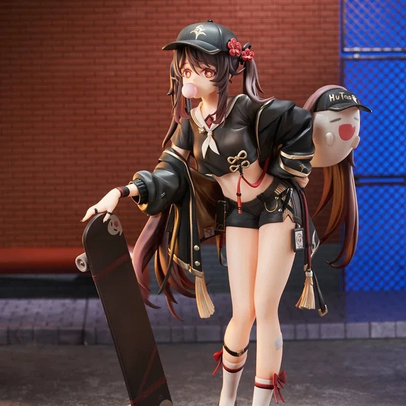 Hu Tao Genshin Impact Figurine Trendy Clothes Skateboarding Hu Tao Action Figures PVC Anime Collection Model Peripheral Toys