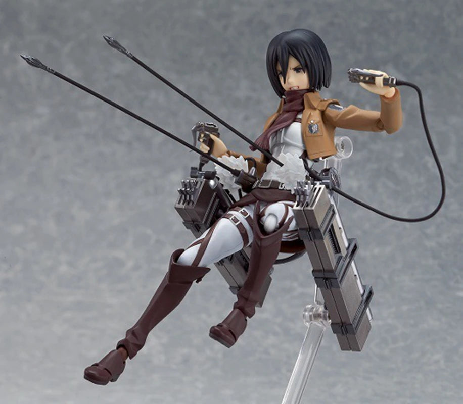 Anime-Figur Attack on Titan Mikasa Ackerman, stehend, mit Schwert, abnehmbares Modell, PVC-Sammlerstück, Schreibtischdekoration, 19 cm