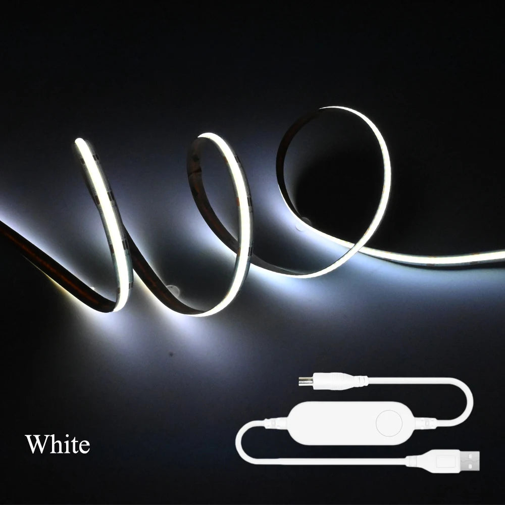 USB Homekit WiFi COB LED Strip 5V 1m 2m 3m 4m 5m Warm White Flexible Dimmable Wardrobe Showcase TV Lighting Siri Voice Control
