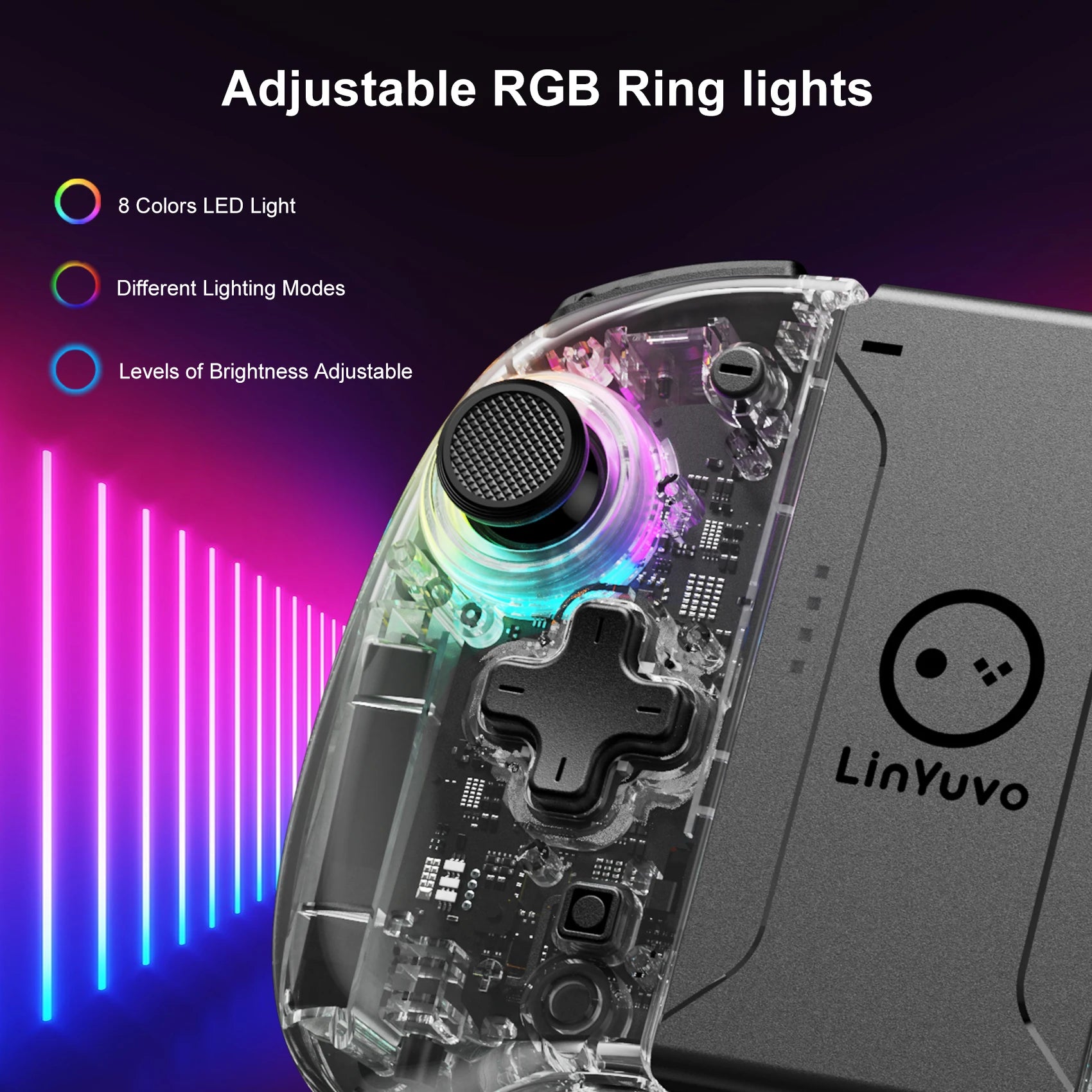 Meteor Light Joycons Wireless Controller for Switch/OLED with Programmable/Motion Control/Dual Vibration/Turbo