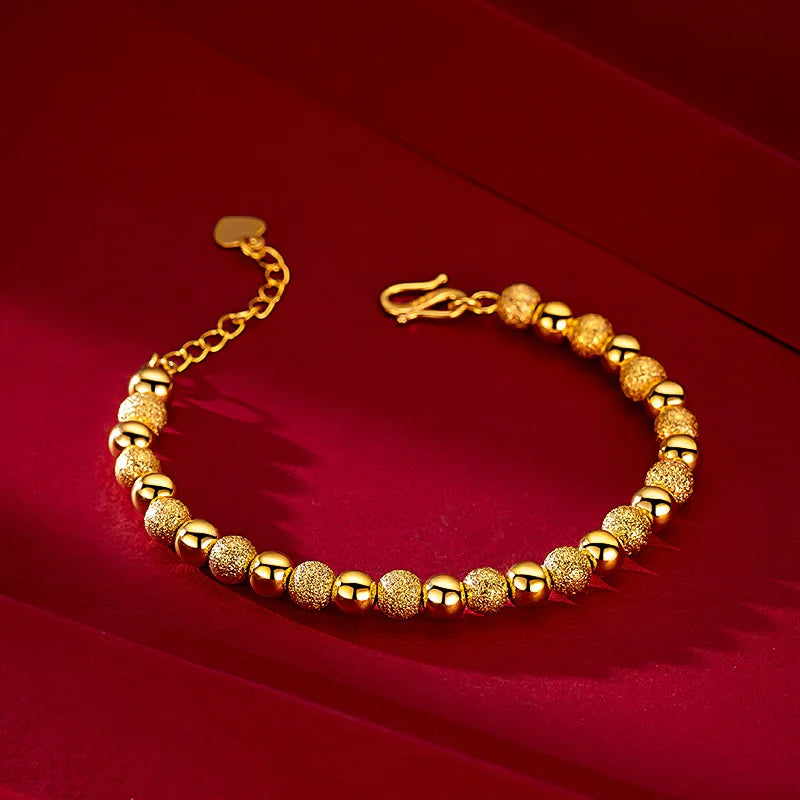 Echtes 18 Karat Gold, 6 mm, runde Perlenkette, reine, verstellbare, klassische Hochzeitskette für Frauen, edles Schmuckgeschenk