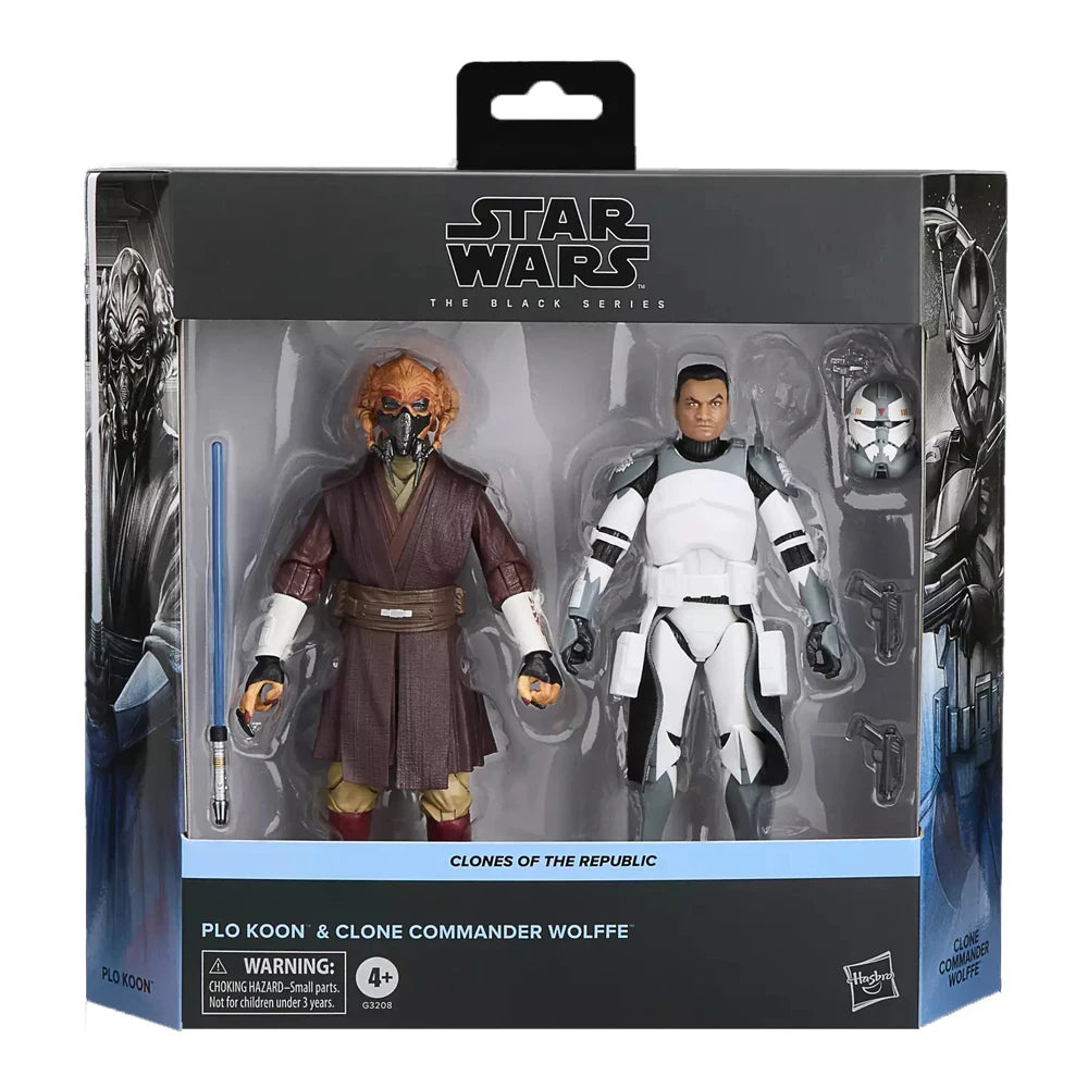 Original NEW Hasbro STAR WARS The Black Series Plo Koon & Clone Commander Wolffe 2-Pack 15cm Anime Figure Action Model Toy Gifts