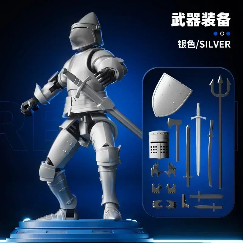 Ritter-Actionfigur Paladin 13 Gelenkiger beweglicher Formwandlungsroboter 3D-gedruckte Schaufensterpuppe Charakter Bausatz Spielzeug Kindergeschenke