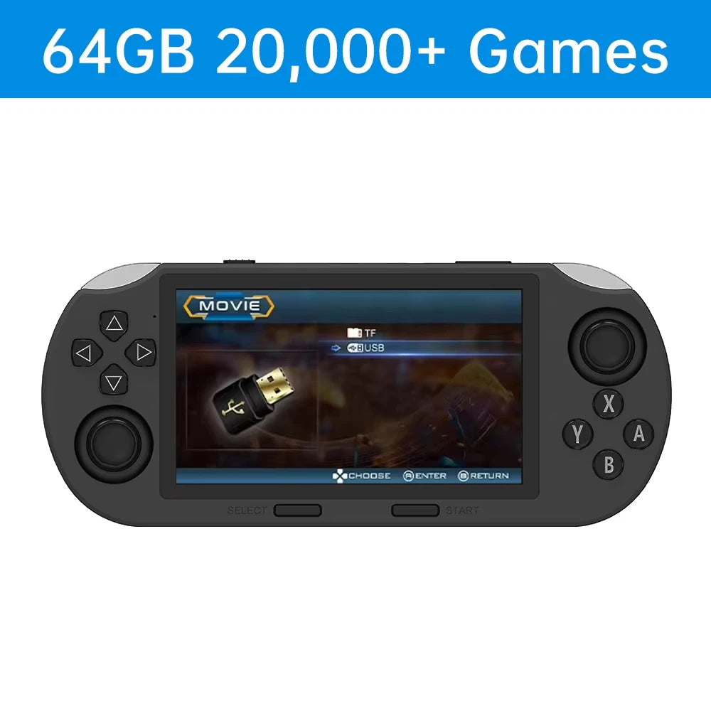 SF3000 Videospielkonsole, tragbarer Handheld-Spiel-Player, Retro, 4,5-Zoll-IPS-Bildschirm, 20.000+ Spiele integriert für PS1/GBA/SFC/MAME