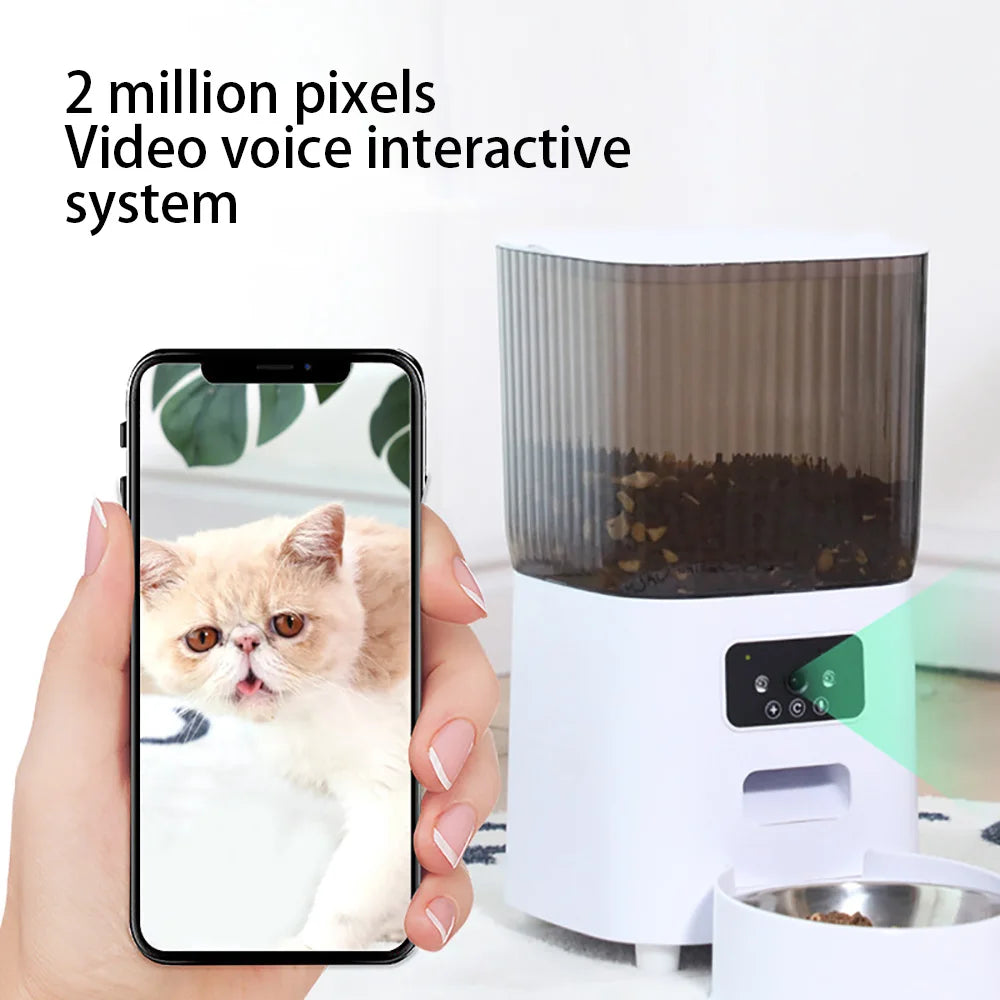 5L Futterautomat für Haustiere mit Kamera, automatischer Katzenfutterautomat, intelligenter Hundefutterspender, WiFi-Timing, quantitativer Futternapf aus Edelstahl