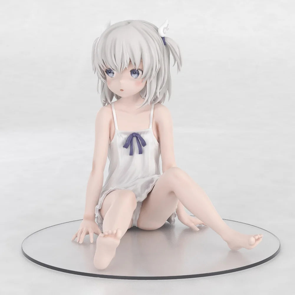Anime Makoto Shiroikone Figure Sitting pose adult Kawaii cute Action Figure Peripheral Collectible Model car Decoration toy Gift