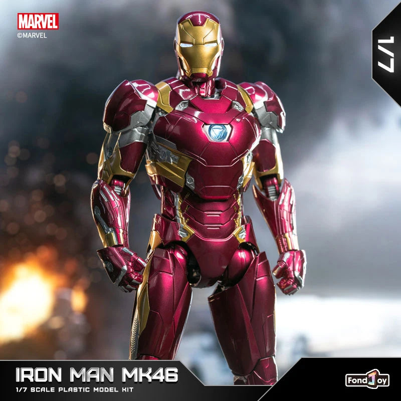 Fondjoy Marvel Iron Man MK46 Assembled Model 10in 1/7 scale Action Figures Reactors can emit light Collect Ornament Boy Toy Gift