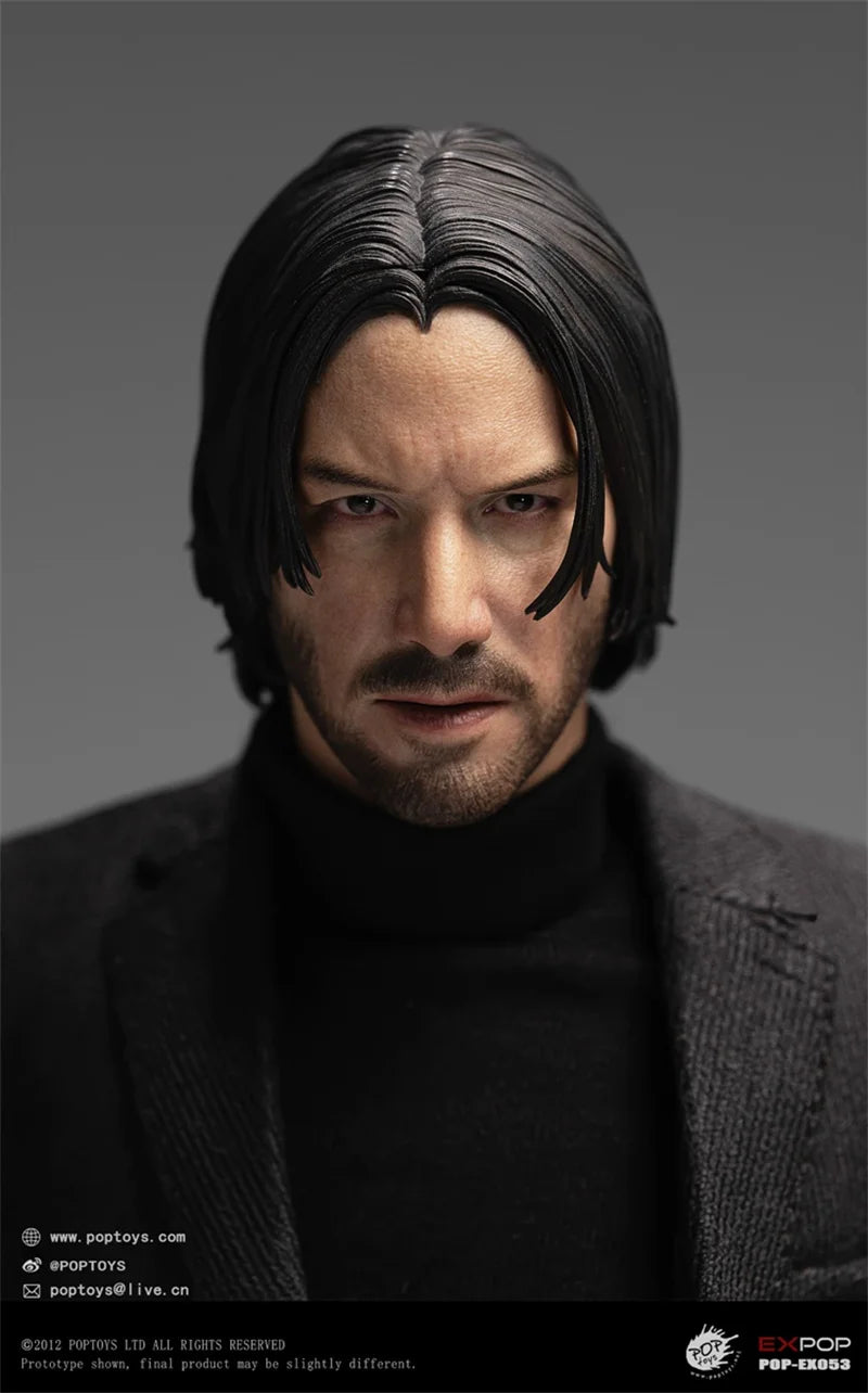 POPTOYS EX-053 1/6 Collectible John Wick Handsome Tough Guy Keanu Reeves Full Set 12" Male Soldier Action Figure Model for Fans