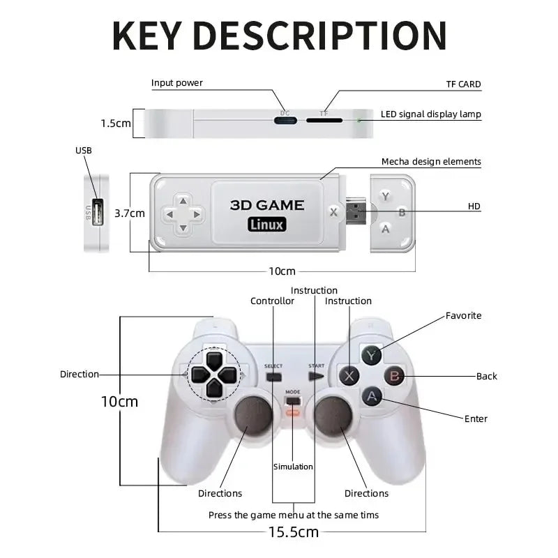 Y6 2,4G Wireless Game TV Stick Retro PS1 Familie 4K HD Tragbare Videospielkonsole Unterstützt Multiplayer 10000 Spiele