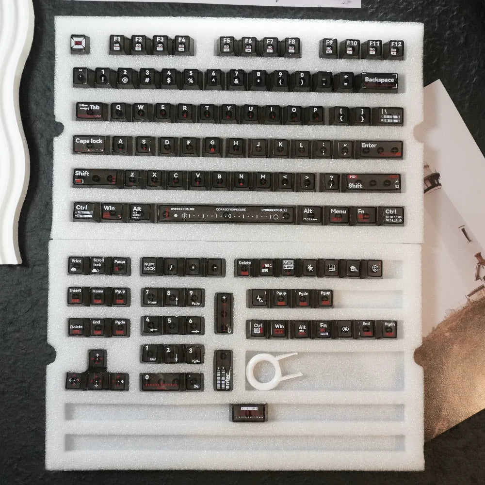 Original highly transparent two-color word 115-key mechanical keyboard small full set of theme keycaps, PC material