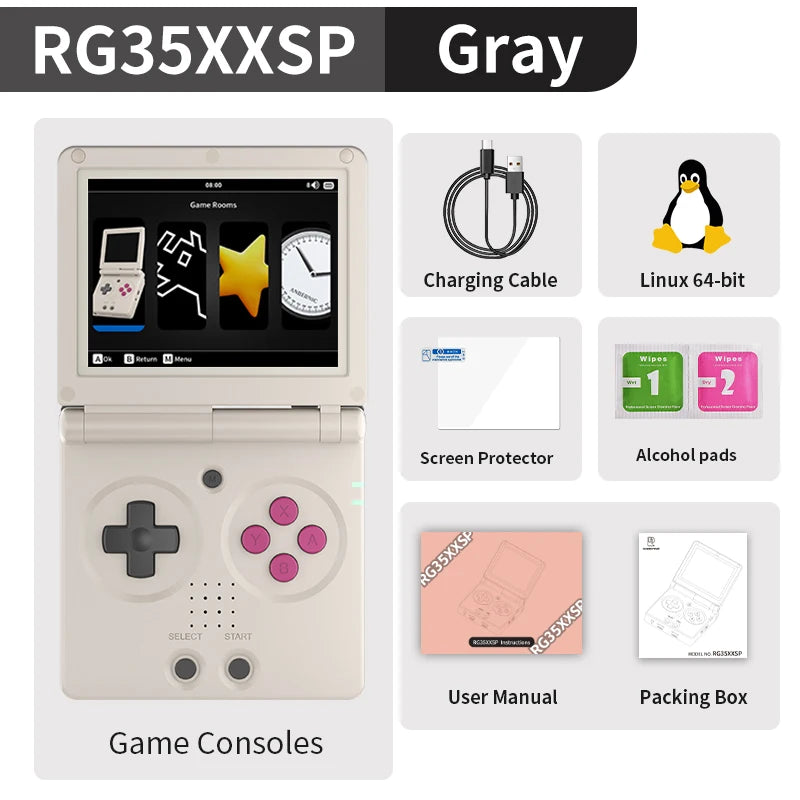 ANBERNIC RG35XXSP Flip Retro Handheld Spielkonsole Linux 64bit WiFi Bluetooth Retro Video Gaming Konsole Online Spielen HDMI-TV Ausgang