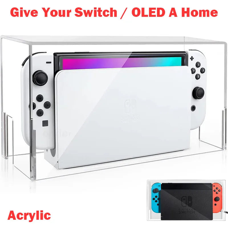 Display Box Host Dust Cover for Nintendo Switch NS Game Console Dock Protective Case Acrylic Hard Covers Switch Oled Accessories