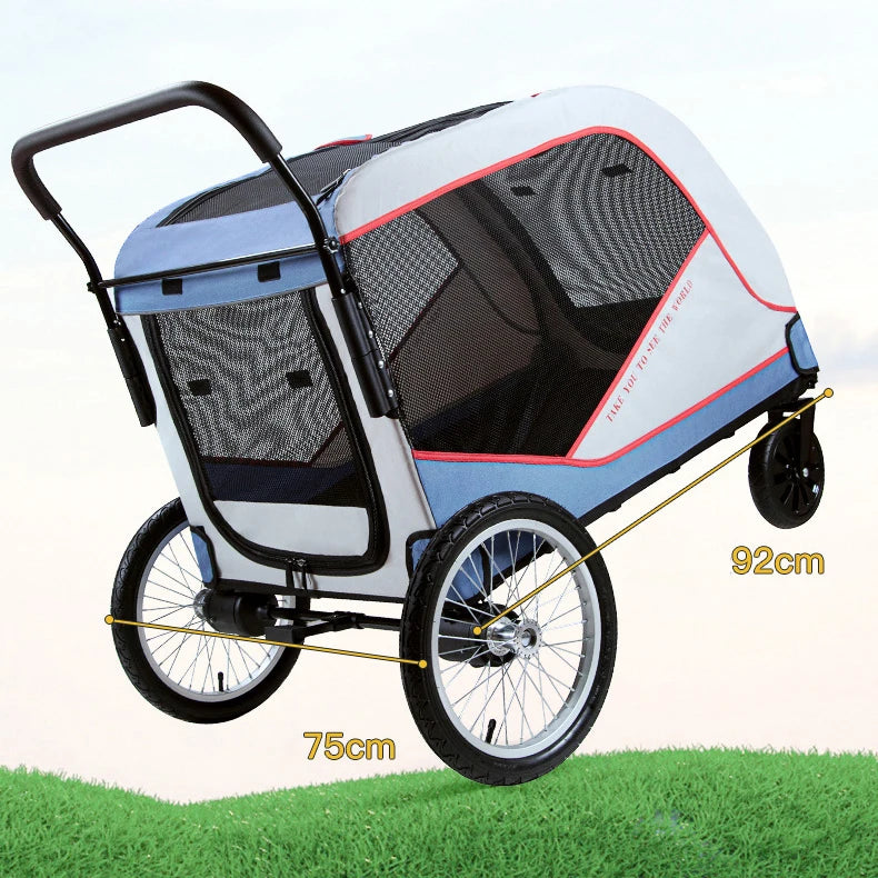 Luxuriöser großer faltbarer Kinderwagen für Haustiere mit Katzentransporter, Reisewagen für Hunde, Reisetrolley für Hunde, luxuriöser Kinderwagen mit 4 Rädern