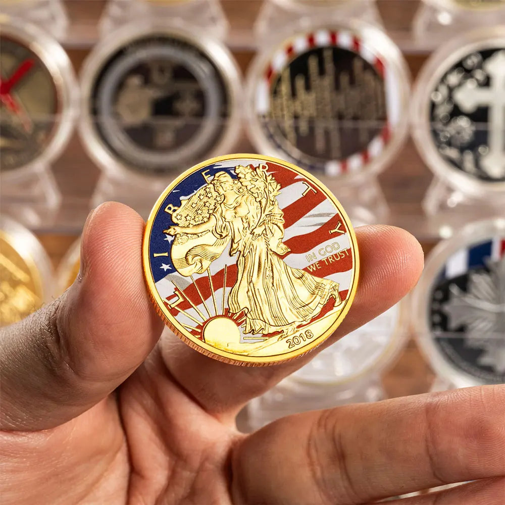 2018 United States Statue of Liberty Souvenir Coin Golden Plated Seal of The USA Bald Eagle Challenge Coin Great Gift