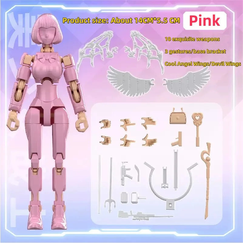 Magical JK Girl Anime Action Figure 3D Printing Multi-Jointed Movable Model Assembled Dummy DIY Robot Desktop Ornament Doll Toy