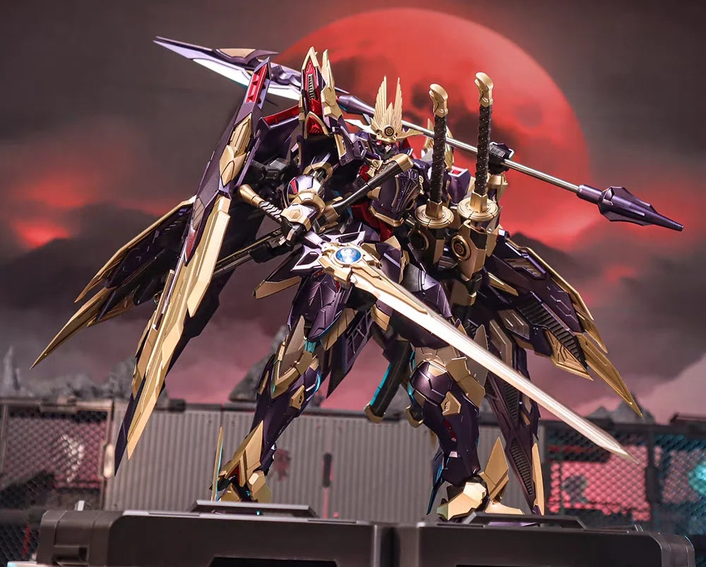 Fire General 1/100 Oda Nobunaga Alloy Finished Mecha Action Figures Luminous Samurai Style Mecha Toy With Base Ornament Boy Gift