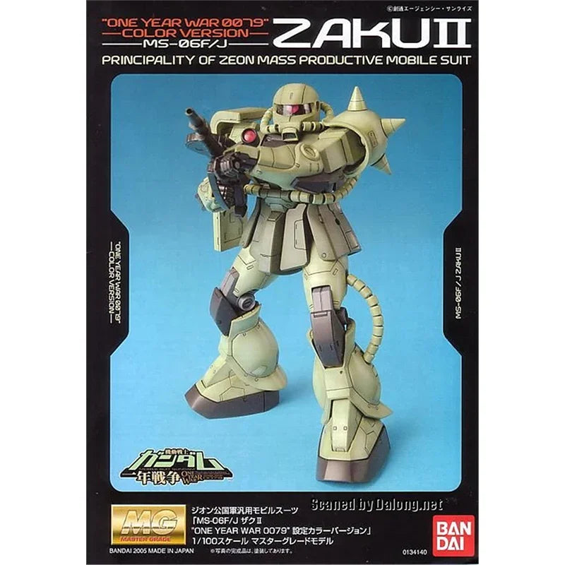 Bandai Genuine Gundam Model Kit Anime Figure MG 1/100 MS-06F/J Zaku Ⅱ One Year War Gunpla Anime Action Figure Toys for Children