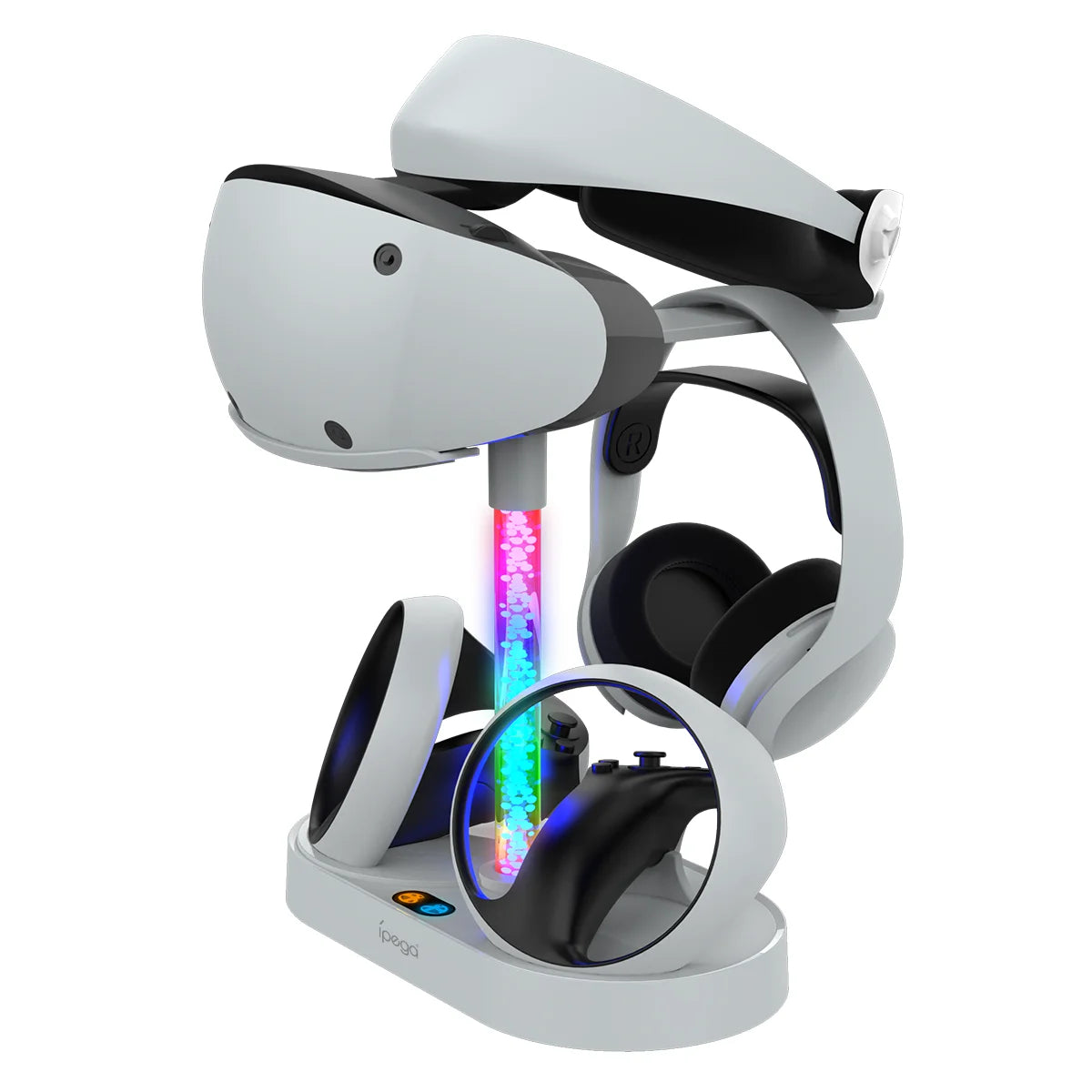 IPEGA  Dual Magnetic Charging Dock PG-P5V001 for PS5 VR2 with RGB Lighting,Headset &Controller Storage Stand