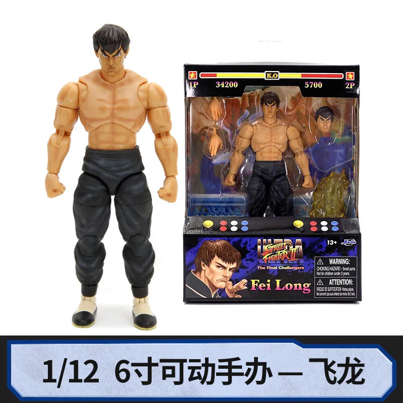 JADA Street Fighter II 6-inch Anime Action Figure Chun Li Fei Long Ryu Ken 1/12 Doll Model Toys Collect Ornaments