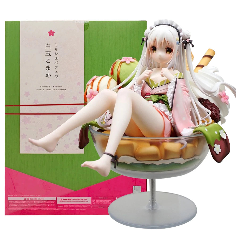Shiratama Komame Anime Figure Ice Cream Wine Glass Shape Kimono Ver Model PVC Statue Collectibles Desktop Decoration Gift