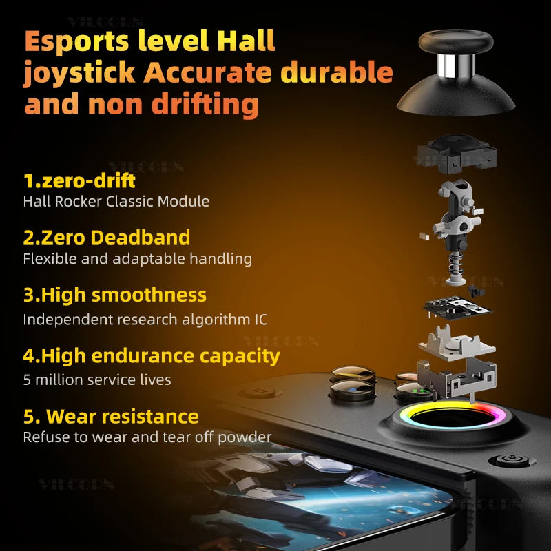 D8Pro Tablet RGB Gaming Controller FPS Mobile Gamepad For Android IOS PS4 Switch PC Hall Trigger Joystick with M1M2/Turbo/6-Axis