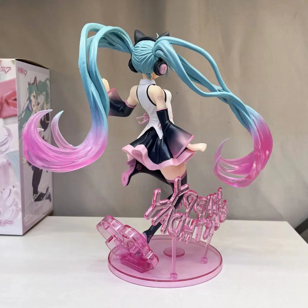 Boxed 23CM New Anime Hatsune Miku Happy birthday Cute Kawaii Manga Statue PVC Figure Collectible Model Toy birthday gifts