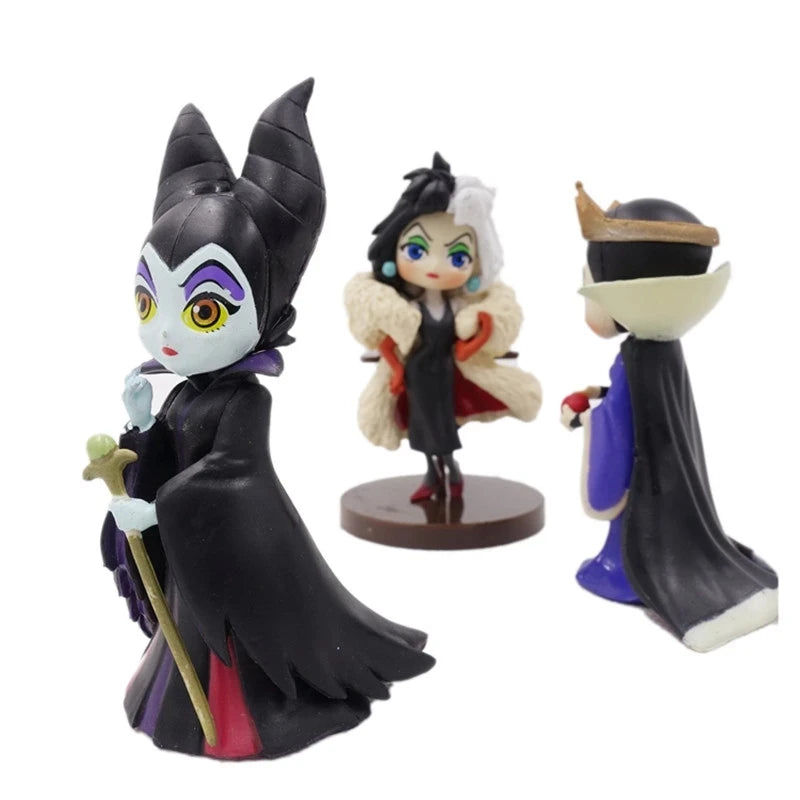 3pcs/Set Disney Q posket Petit Villains Descendants 2 Maleficent Cruella de Vil Queen 8cm Action Figure Model Toys for kids gift