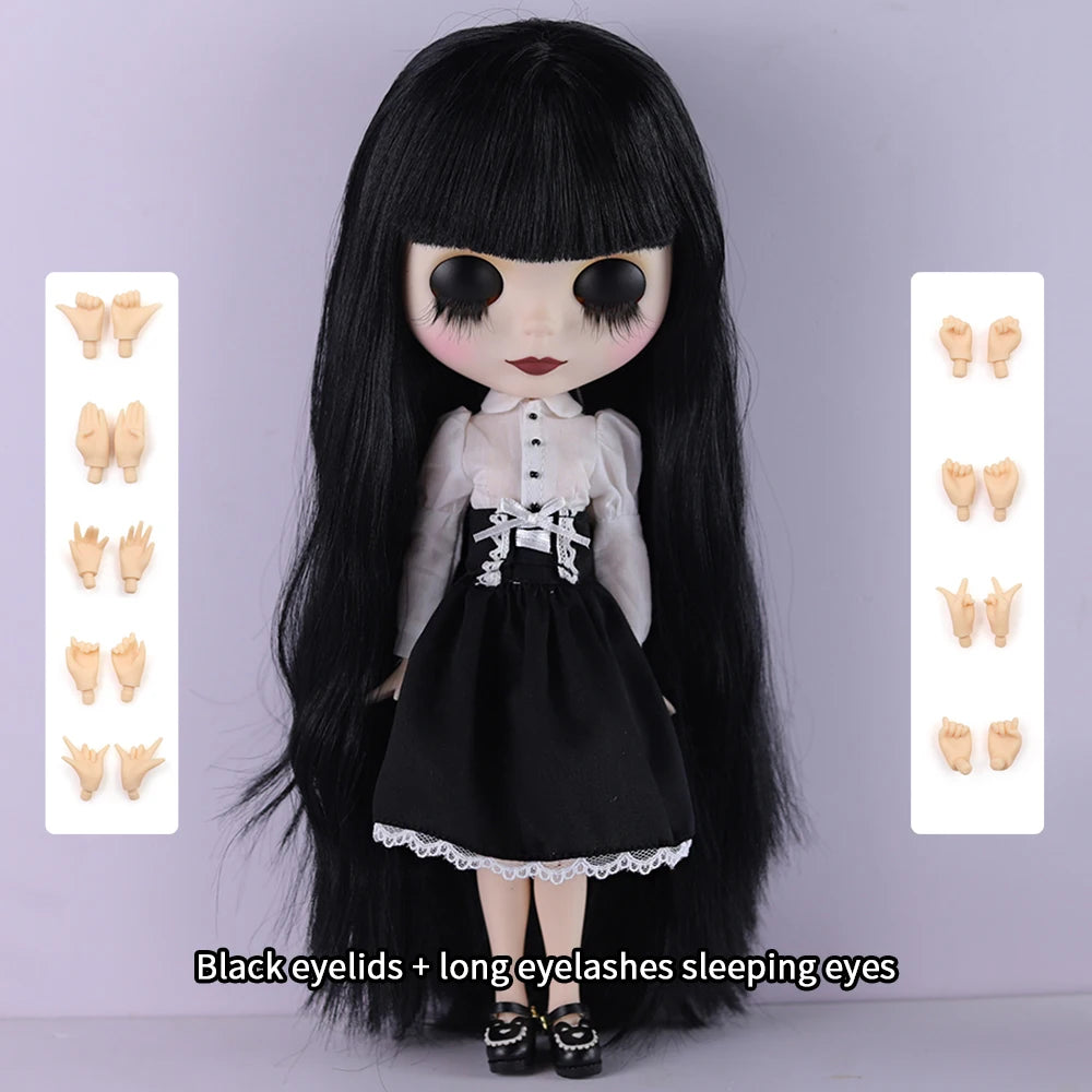ICY DBS Blyth Doll 1/6 Joint Body 30cm Black Hair Black Eyelids Long Eyelashes Sleepy Eyes Dark Series BJD Toys Fashion Gifts