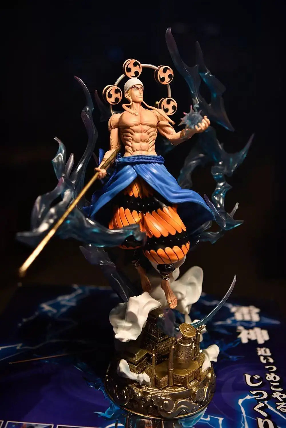 One Piece Enel Thunder God Light Up Double Head Sculpt Anime Action Figure Statue Desktop Decoration For Anime Fans Gift