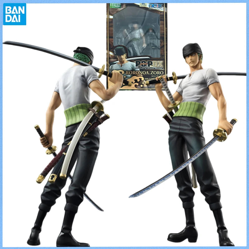 Bandai Genuine MegaHouse ONE PIECE Roronoa Zoro Tenth anniversary Anime figure Movable toy Anime Peripheral Doll for Collectors