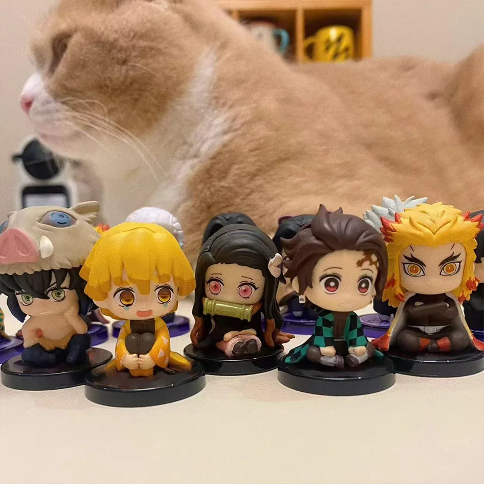 Demon Slayer Q Posket Mini Figurines Wholesale Kimetsu No Yaiba PVC Dolls Set of 5/10/12/15 for Desktop Decoration