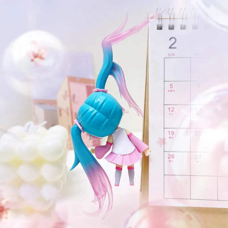11cm Virtual Singer Anime Figure Two-dimensional Kawaii Q Version Princess Pendant PVC Desktop Car Case Ornament Collection Doll