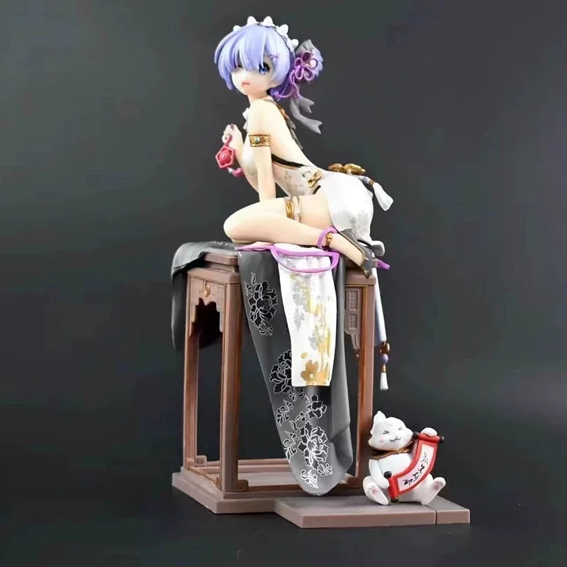 A Chinese Style From Scratch In A Different World - Amelia Emily Rem Cheongsam Scene Figurine Model Birthday Gift
