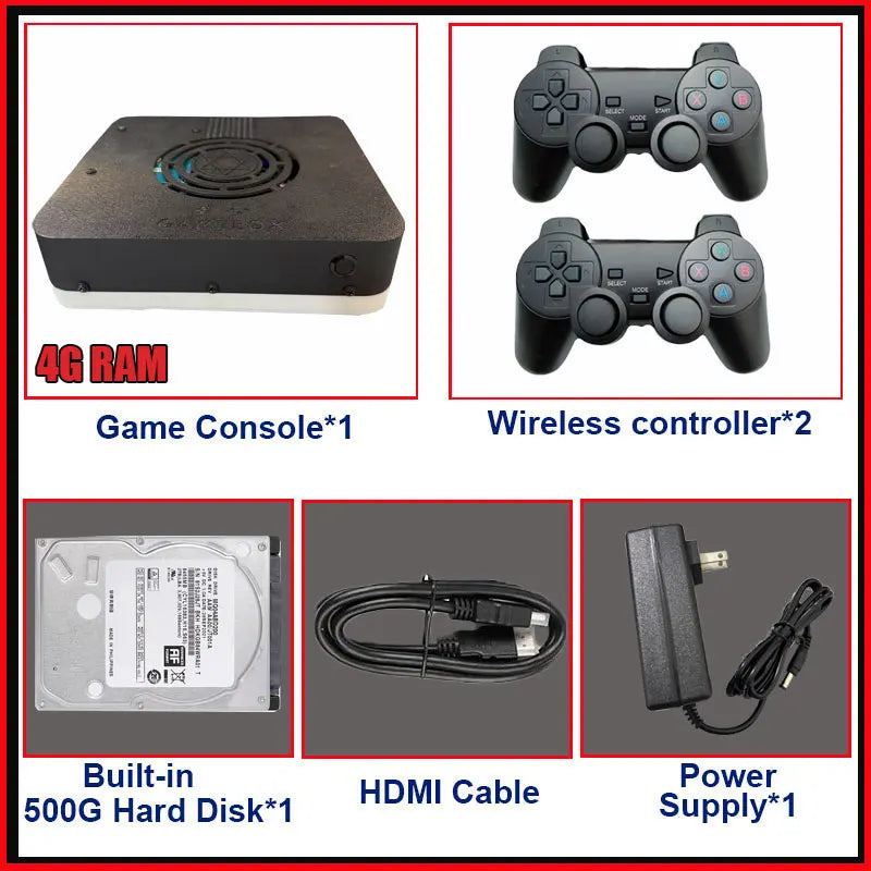 New Super Game Console X3 500G HDD 70000+Games I3-3110M For Wii PS2 N64 PSP GameCube N64 Plug and Play on TV Wireless handle