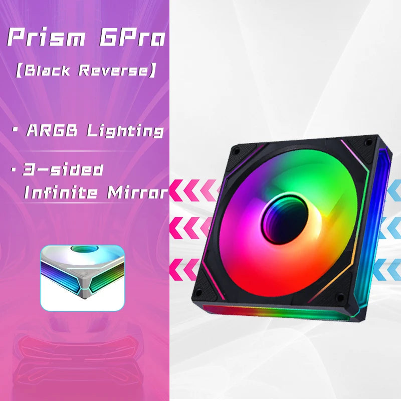 120mm ARGB CPU Fan - 3-Sided Infinite Mirror Lighting, 5V 3-Pin Cooling Fan for Gaming PC - Jungle Leopard Prism 6 Pro