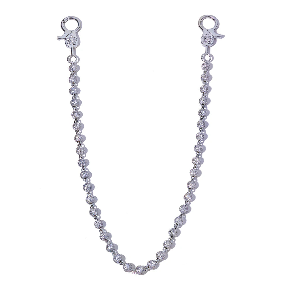 HHIOK Round Bead Customized Buckle Iced 5A Cubic Zirconia Hip Hop Rock Pants Chain Fashion Keychain Men's and Women's Jewelry