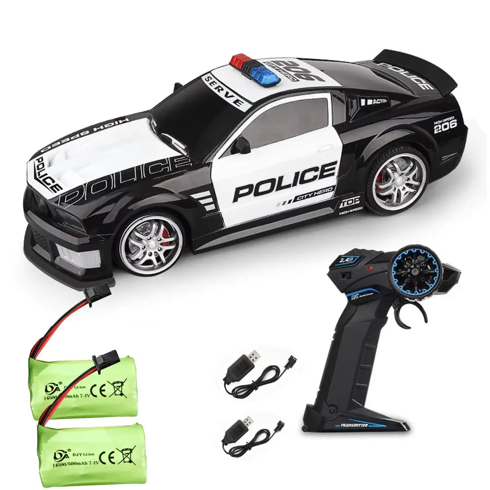 1/12 Big 2.4GHz Super Fast Police RC Car Remote Control Cars Toy with Lights Durable Chase Drift Vehicle toys for boys kid Child