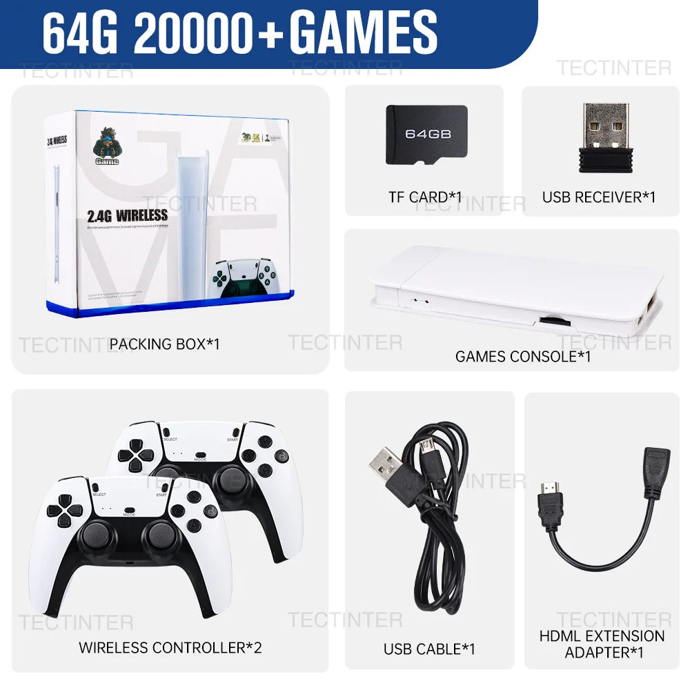 M15 4K Game Stick Mini-Retro-Videospielkonsole Eingebaute 30.000 Spiele Drahtlose Gamepads Videospiel-Controller Unterstützung für 2 Spieler