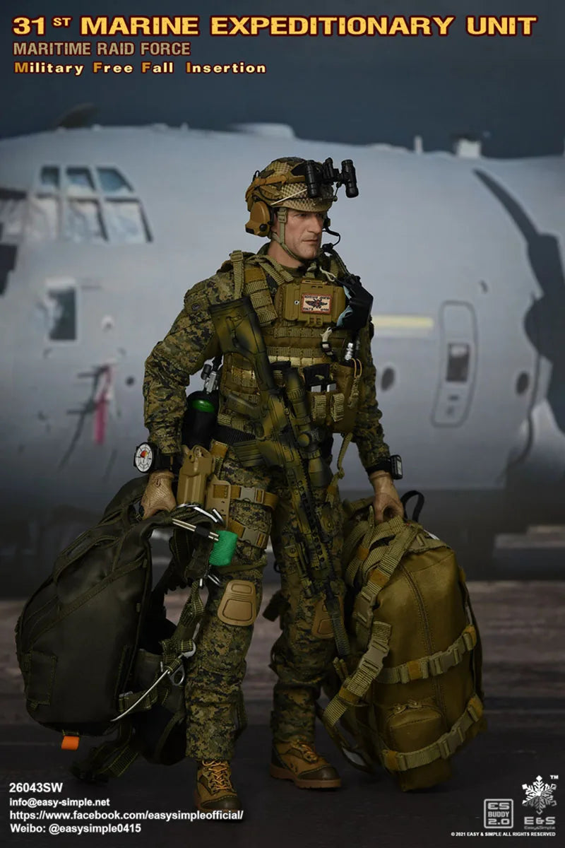 Easy&Simple Es 26043S 1/6 Soldier Marines Free Fall Parachuting Soldier 12Inch Action Figure Full Set Model Toys