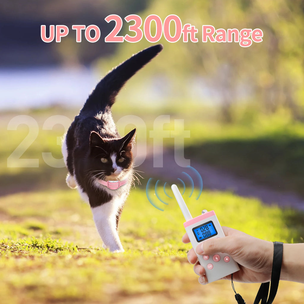 Katzen-Trainingshalsband, automatisches Anti-Bell- und Anti-Miau-System, Fernbedienung mit Piepton/Vibration/Schock, verstellbares, sicheres Halsband für Freigängerkatzen