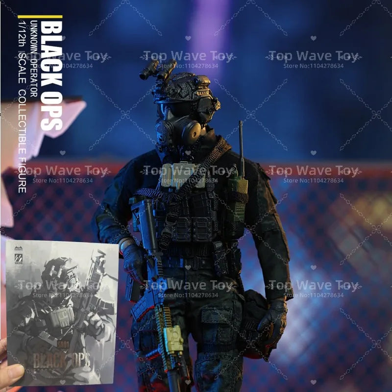 New Stock HASUKI SA01 1/12 Black Ops Soldier Action Figure 6-inch Male HASUKI SA01 Action Figurine Full Set 6Inch Model Toy