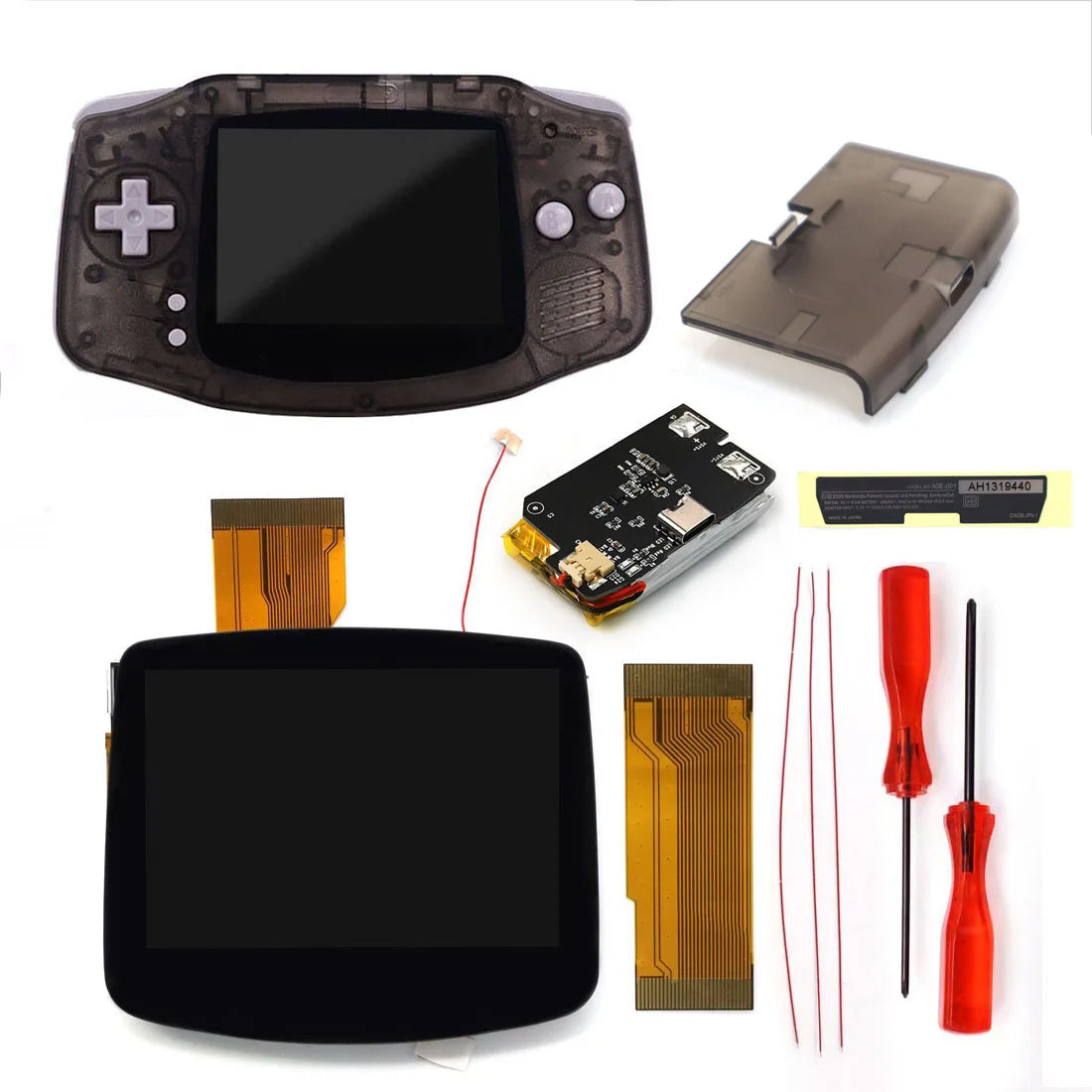 GBA V5 Laminated IPS LCD Backlight KIT Built-In Rechargeable 1800mAh Lithium Battery Type-c Port For Gameboy Adavance GBA Shell