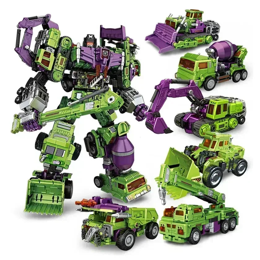 6-in-1 NBK 42 cm Devastator Spielzeug-Transformations-KO-Roboterauto-Kombinations-Actionfigur-Bagger-Mixer-Modell-Kinderweihnachtsgeschenk